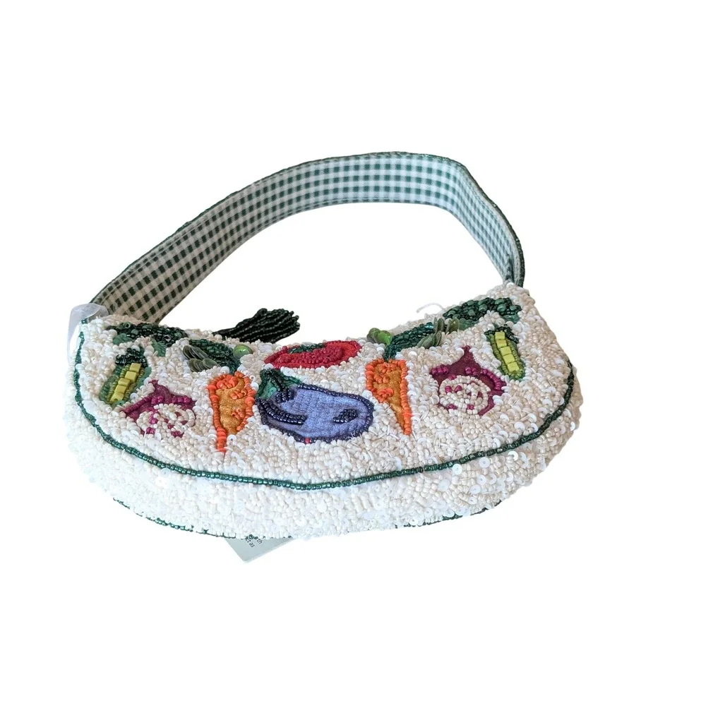 Viral Beaded Bag Handcrafted In India Beaded Vegetable Garden Shoulder Bag NWT